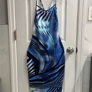 Blue Striped Sleeveless Dress